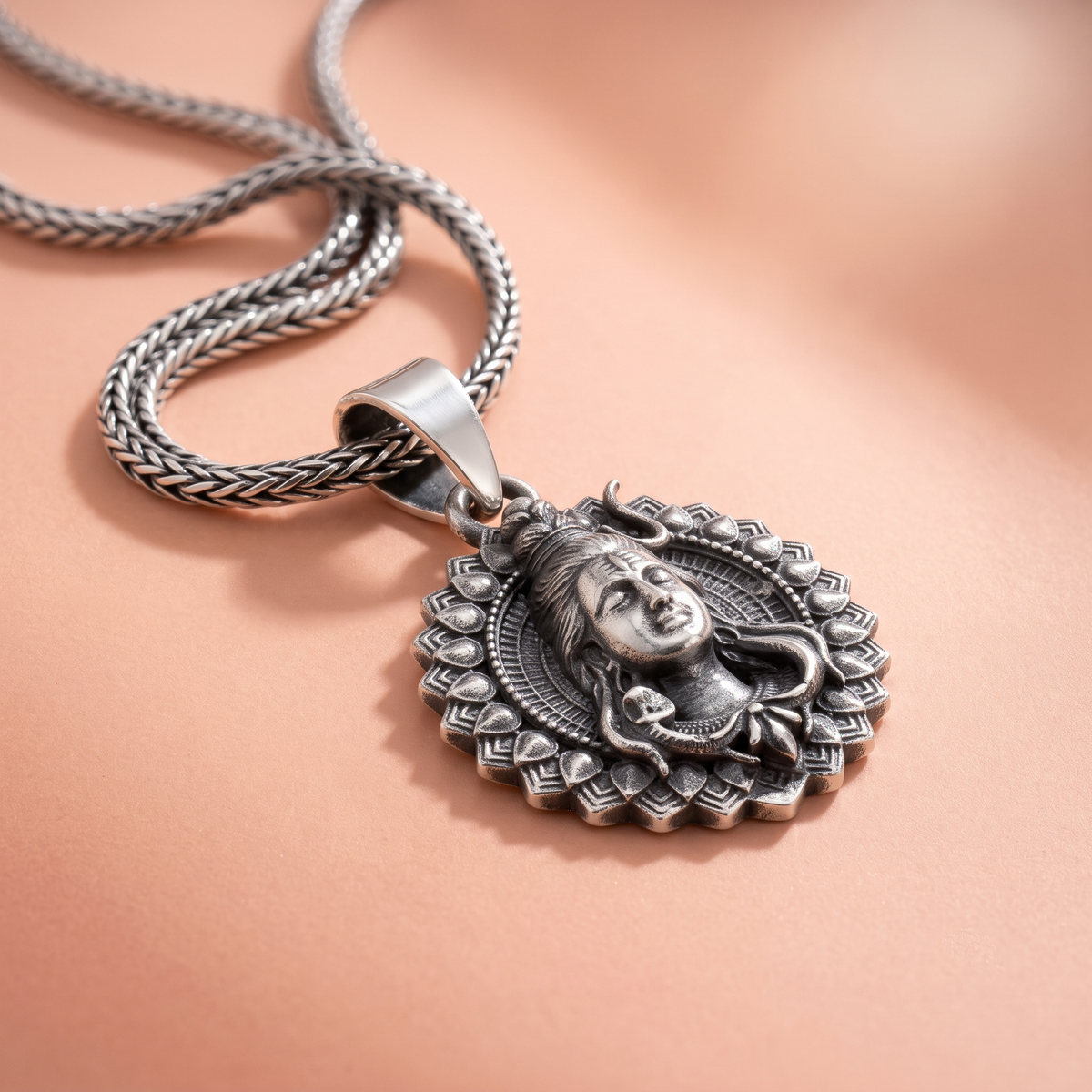 Oxidized Silver Lord Shiva Medallion Pendant