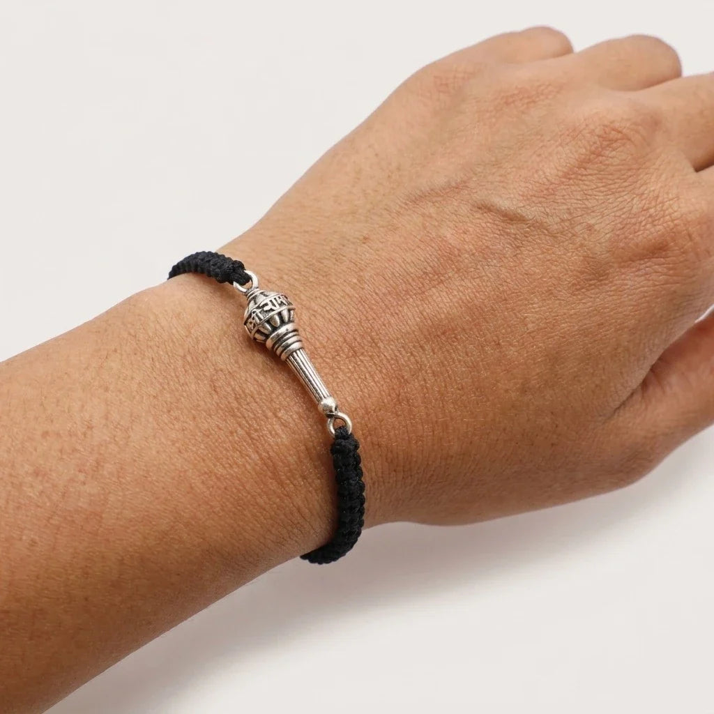 Silver Hanuman Kavach Shree Ram Gada Braided Bracelet