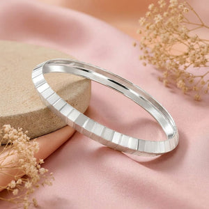 Geometric Faceted Silver Mens Kada