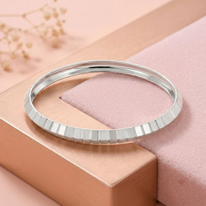 Geometric Faceted Silver Mens Kada