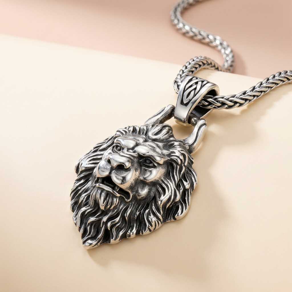 925 Pure Silver LION FACE Pendant Nest Gifting Pendant