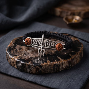 925 Sterling Silver Mahakal Trishul Rudraksha Thread Bracelet