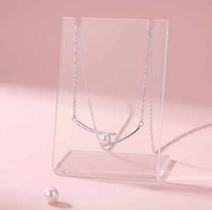 Aurora Pearl Arc Sterling Silver Pendant Necklace