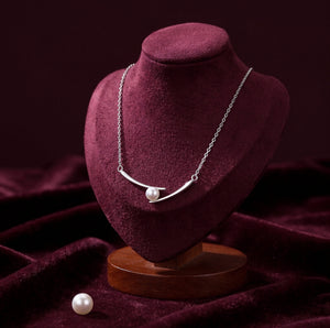 Aurora Pearl Arc Sterling Silver Pendant Necklace