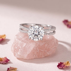 Classic Solitaire Split Pavé CZ Ring