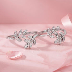 Leaf Design CZ 925 Sterling Silver Rhodium Plated Toe Ring