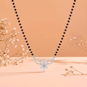 Wings Rhodium Plated 925 Sterling Silver Mangalsutra