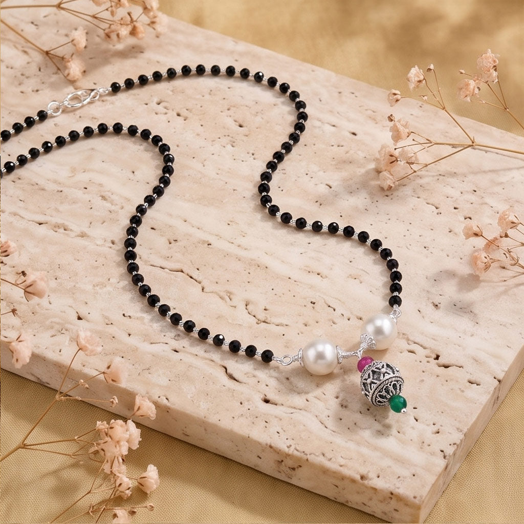 Antique & Oxidised Pearl Silver Mangalsutra