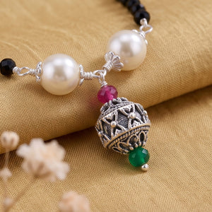 Antique & Oxidised Pearl Silver Mangalsutra