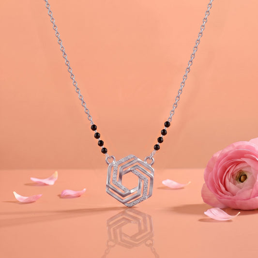 Hexa Sparkle Silver Mangalsutra