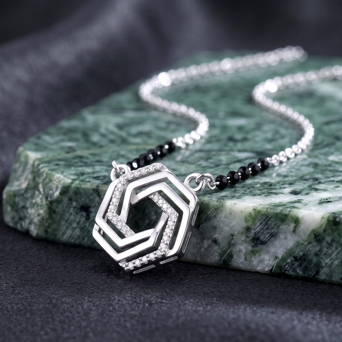 Hexa Sparkle Silver Mangalsutra