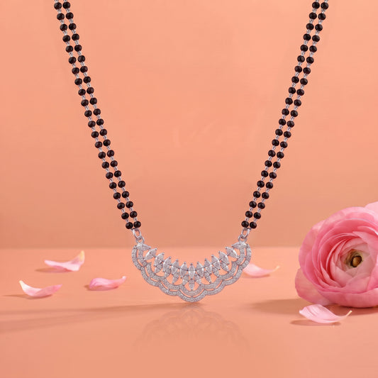 Sparkling Marquise 925 Sterling Silver Mangalsutra