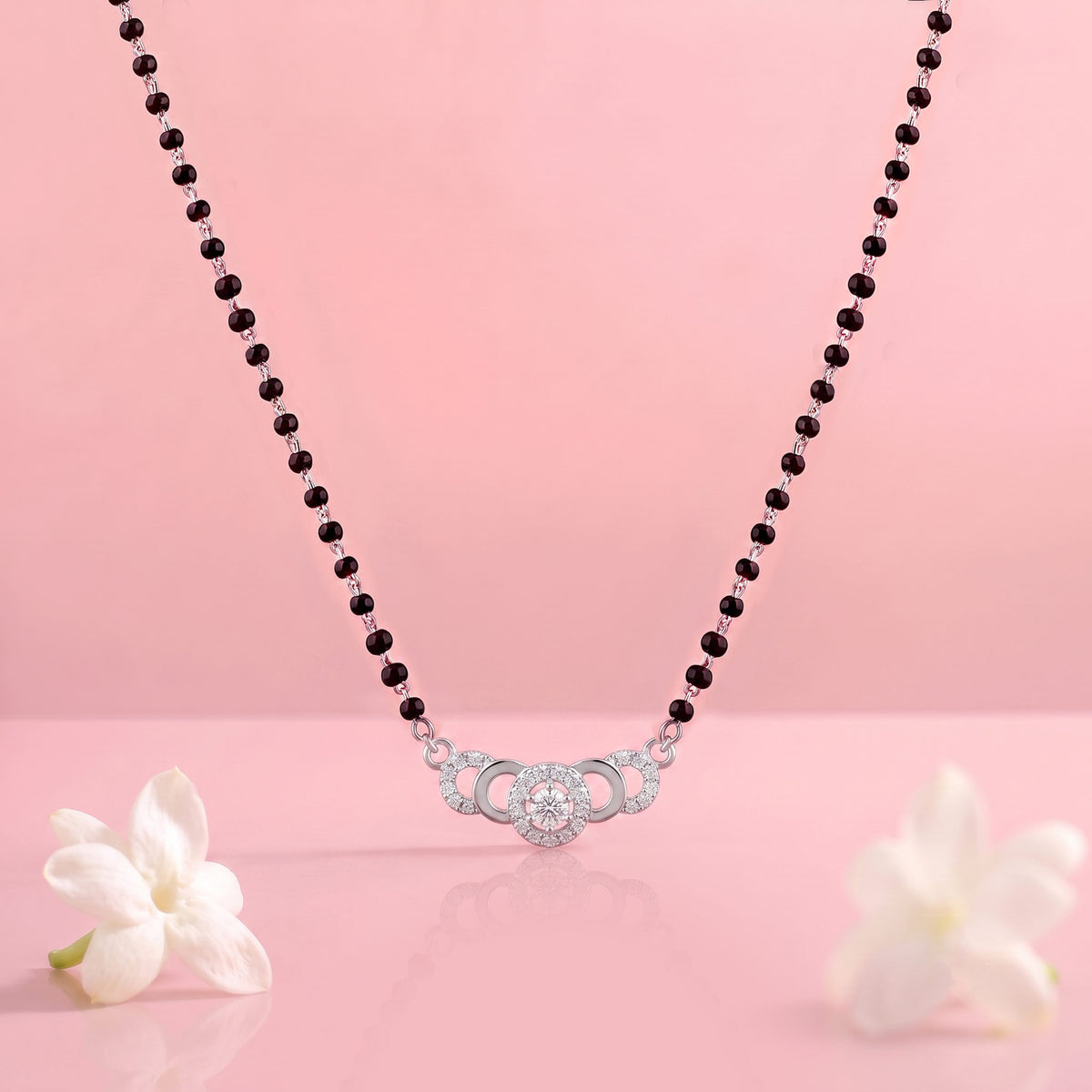 Celeste Solitaire Motif Silver Mangalsutra