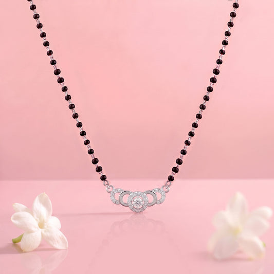 Celeste Solitaire Motif Silver Mangalsutra