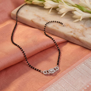 Celeste Solitaire Motif Silver Mangalsutra