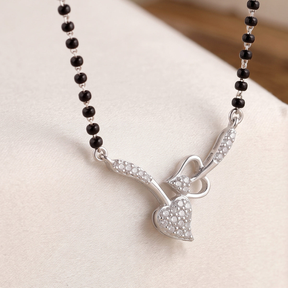 Dual Heart Silver Mangalsutra