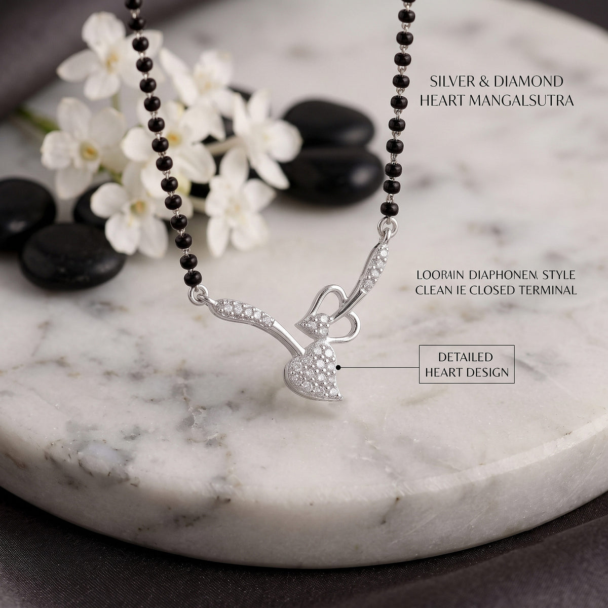 Dual Heart Silver Mangalsutra