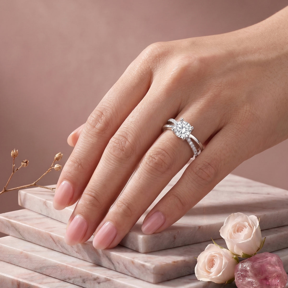 Twisted Split-Shank Solitaire Diamond Ring
