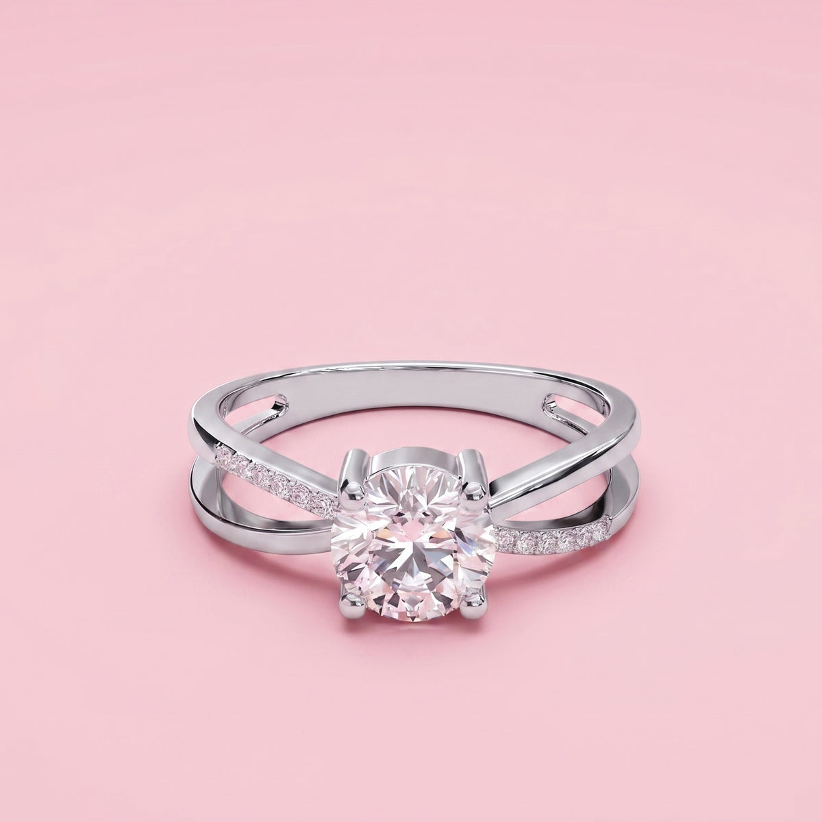 Twisted Split-Shank Solitaire Diamond Ring