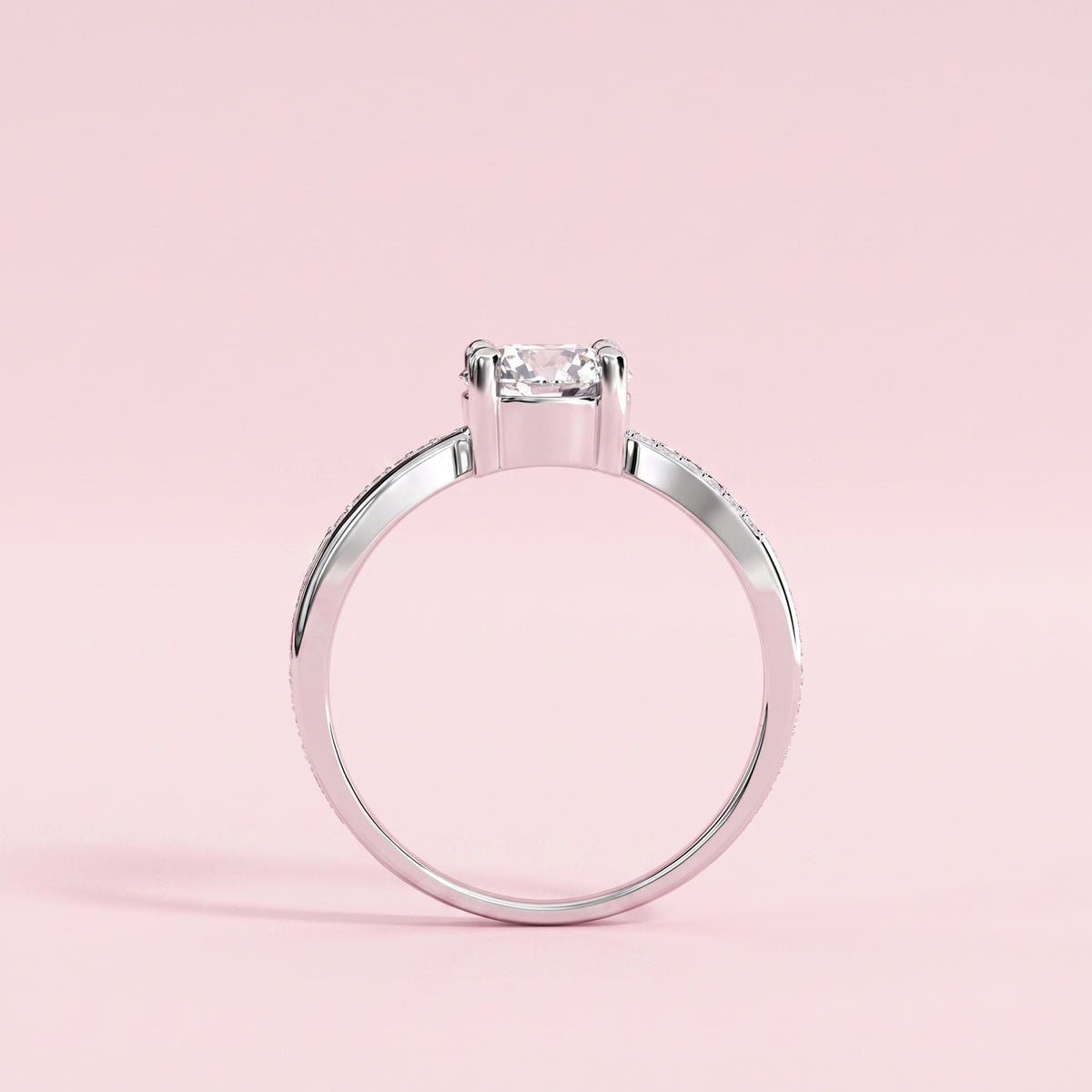 Twisted Split-Shank Solitaire Diamond Ring