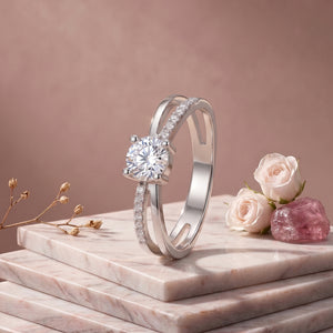 Twisted Split-Shank Solitaire Diamond Ring