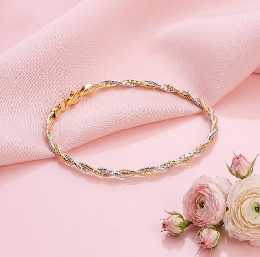 Two-Tone Italian Twisted Chain Bracelet