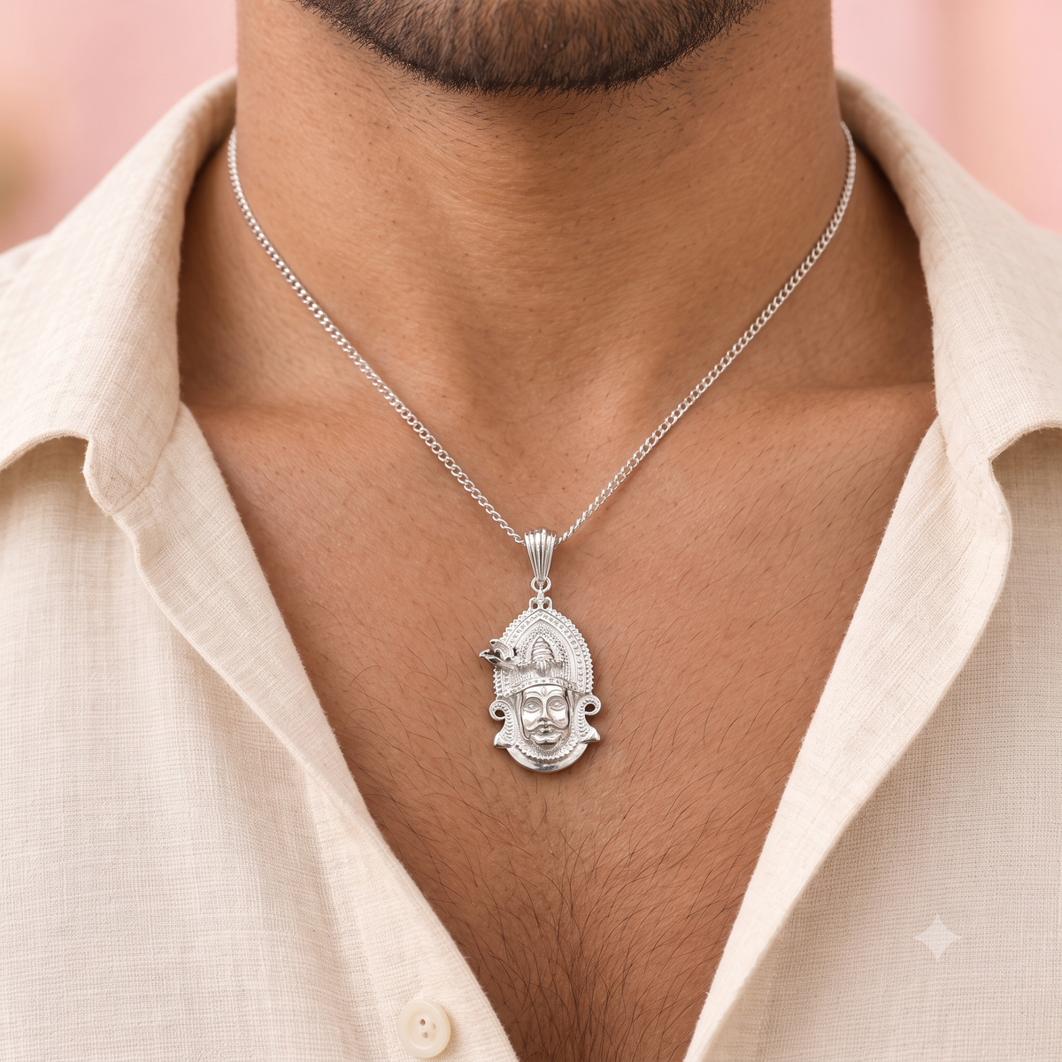 Divine 925 Sterling Silver Khatu Shyam Ji Pendant Locket for Men & Women