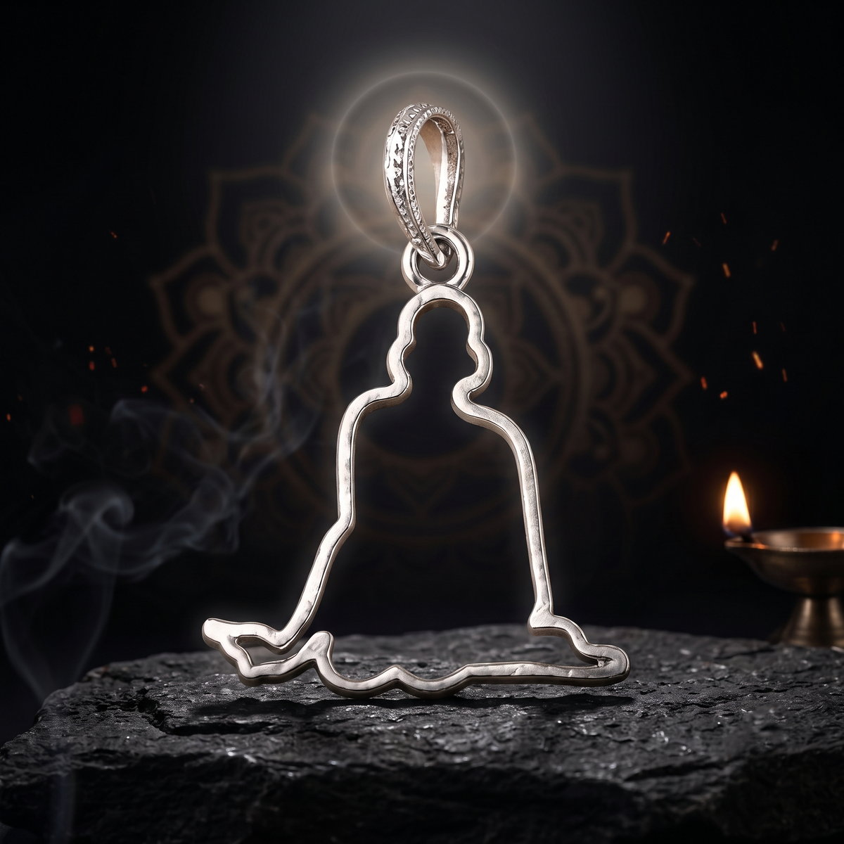 Divine Meditative Silhouette Silver Pendant