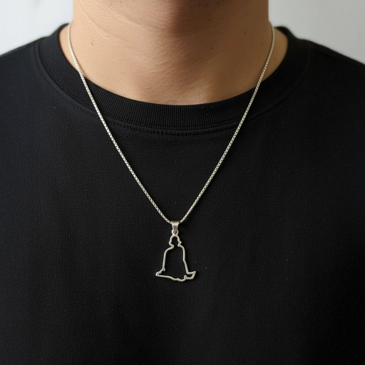 Divine Meditative Silhouette Silver Pendant