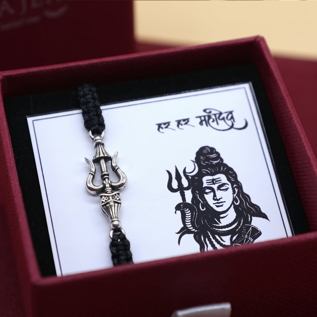 Mahadev Trishul Silver Thread Bracelet