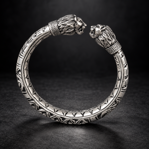 Men's Antique Silver Lion Kada
