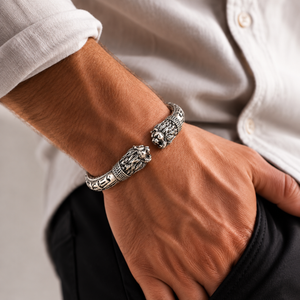 Men's Antique Silver Lion Kada