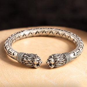 Men's Antique Silver Lion Kada