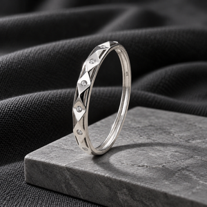 Men's Geometric Diamond Silver Kada