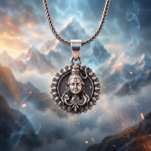 Oxidized Silver Lord Shiva Medallion Pendant