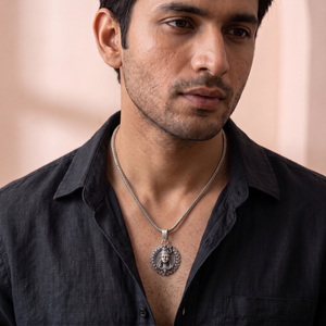 Oxidized Silver Lord Shiva Medallion Pendant