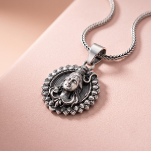 Oxidized Silver Lord Shiva Medallion Pendant