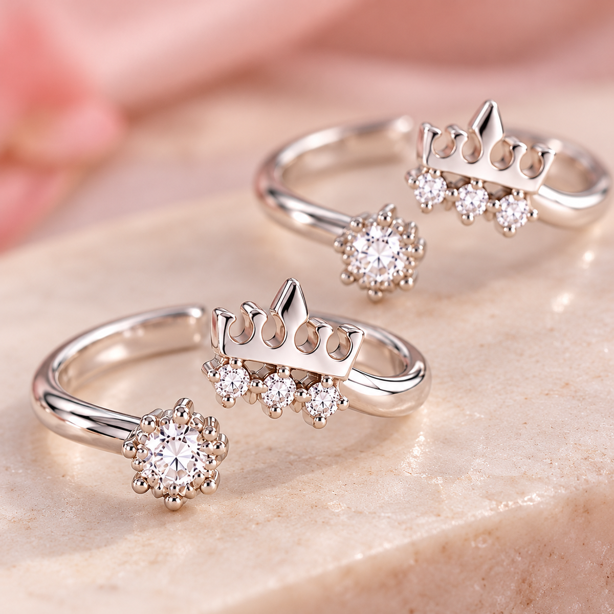 Royal Crown Silver Toe Ring