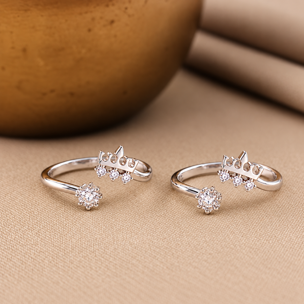 Royal Crown Silver Toe Ring