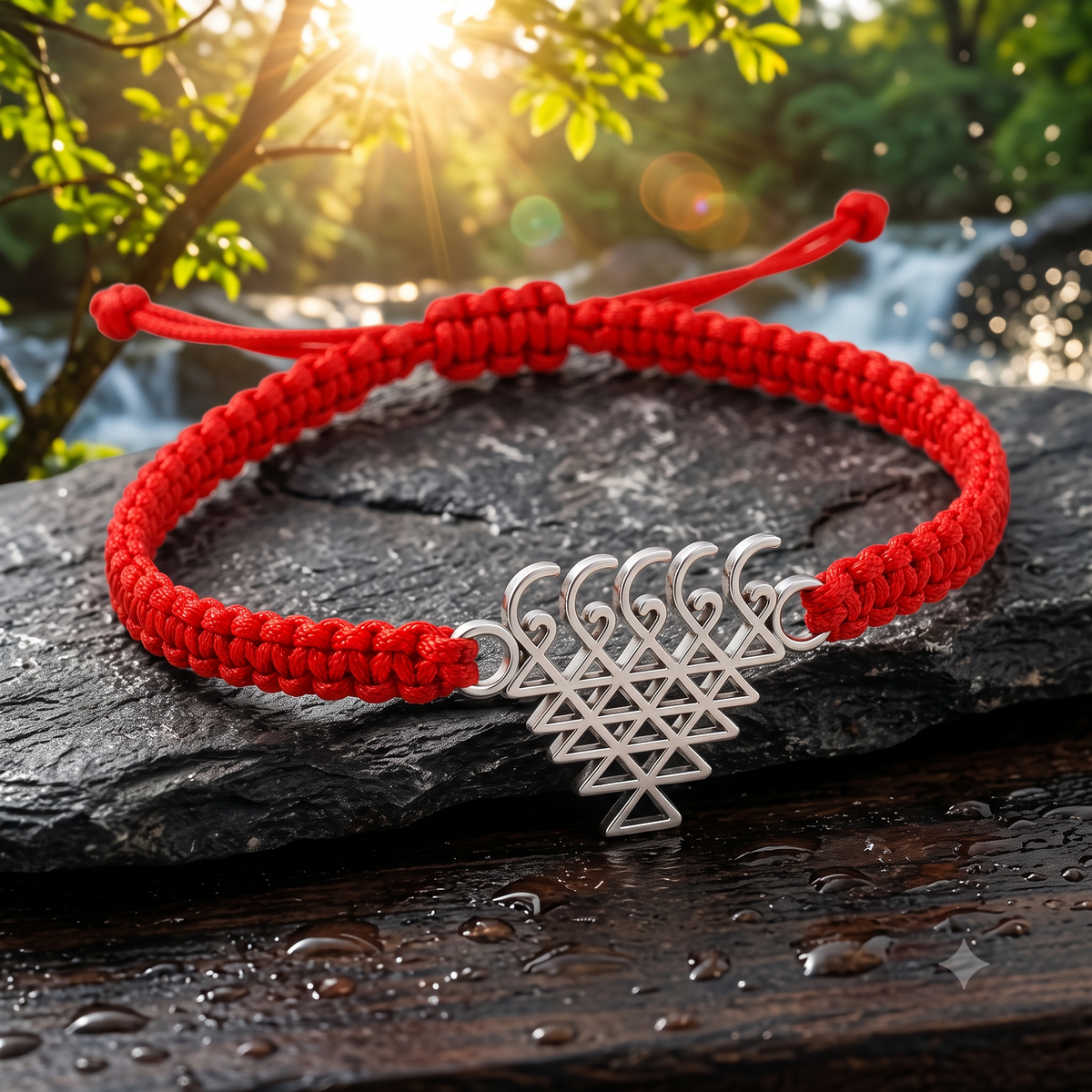 Sacred Saraswati Yantra Silver Charm Braided Bracelet