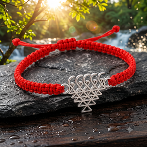 Sacred Saraswati Yantra Silver Charm Braided Bracelet