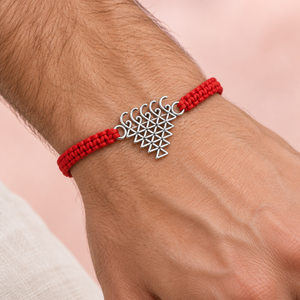 Sacred Saraswati Yantra Silver Charm Braided Bracelet