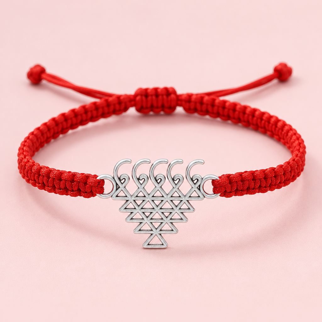 Sacred Saraswati Yantra Silver Charm Braided Bracelet