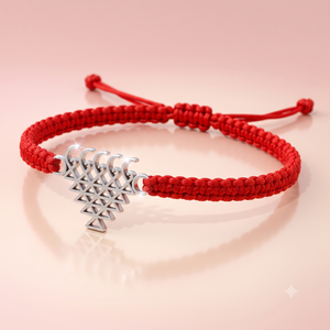 Sacred Saraswati Yantra Silver Charm Braided Bracelet
