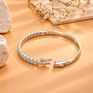 Silver Braided Pavé Diamond Kada