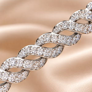 Silver Braided Pavé Diamond Kada