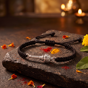 Silver Hanuman Kavach Shree Ram Gada Braided Bracelet