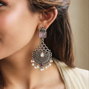 Vintage Pastel Stone Filigree Earrings