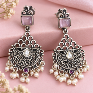 Vintage Pastel Stone Filigree Earrings