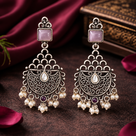 Vintage Pastel Stone Filigree Earrings